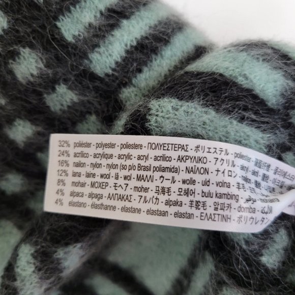 ZARA wool mohair sweater NWT green black S ruffle shoulder soft - Picture 13 of 13